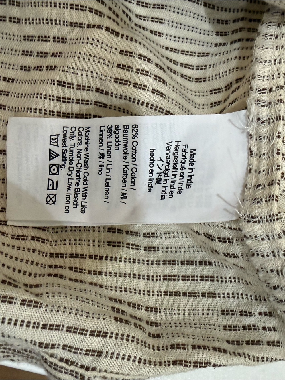 Madewell XS Striped Smocked Mini Dress Linen Blend Pockets Cottagecore - Picture 4 of 4